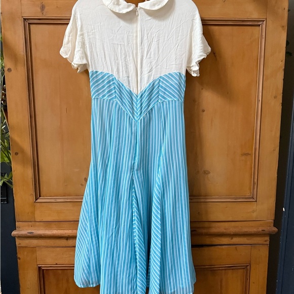 Disney Blue Main Street Blue and White Striped vintage style Dress - Picture 6 of 13